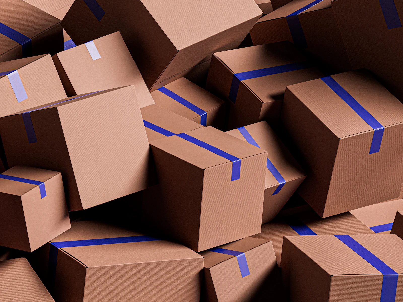 Stacked shipping boxes ready for delivery